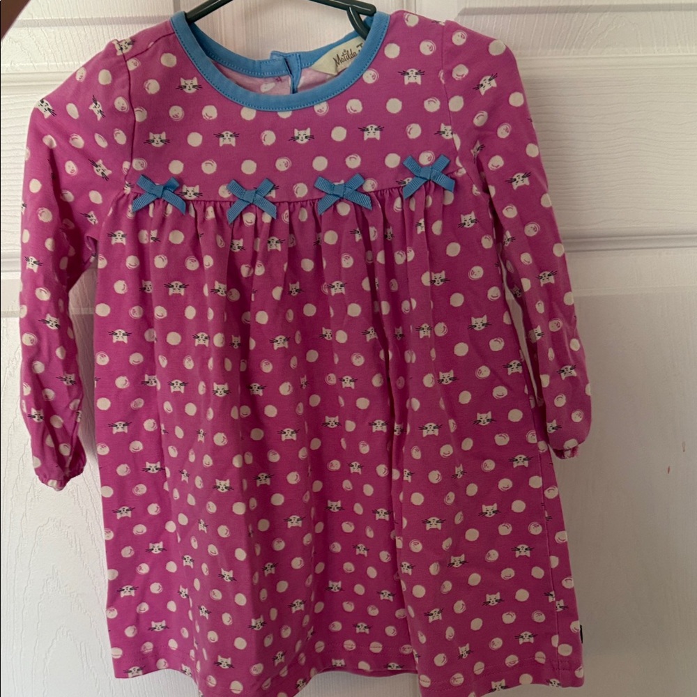 Matilda Jane Pink Polka Dot Nightgown with Blue Bows